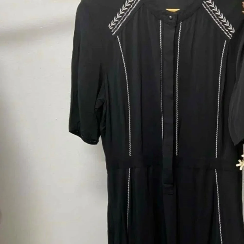 COUNTRY ROAD Embroidered Black Long Sleeve Shirt Dress - Picture 15 of 16
